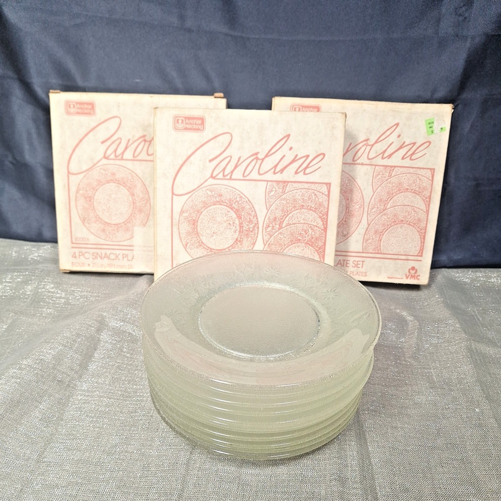 Vintage 12 Anchor Hocking 7.5 in Plates Caroline 1970s 3 boxes of 4 Grannycore